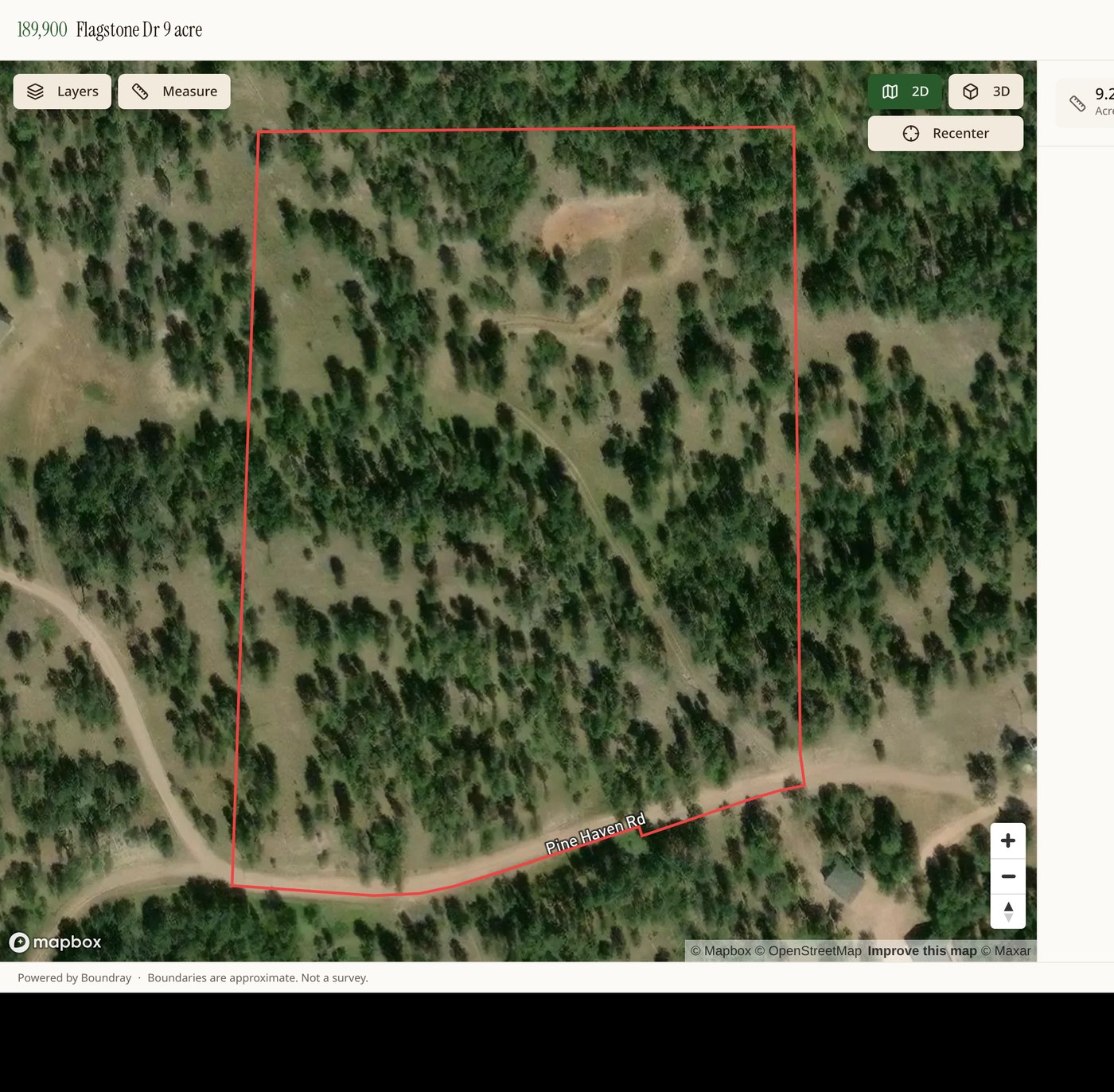 Public share page showing a highlighted parcel boundary over satellite imagery